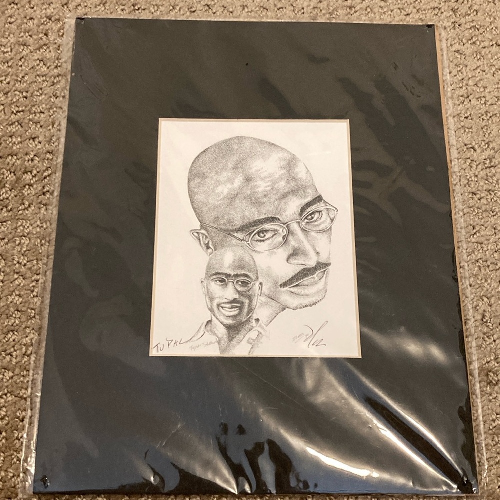 RARE Vintage Tupac Shakur 8 x 10 Ball Point Drawing.  Original